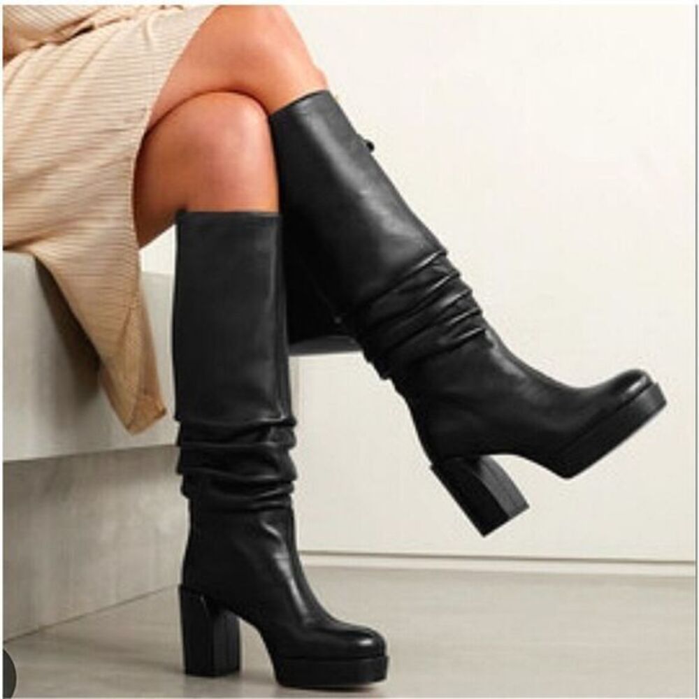 3.1 Phillip Lim Boots Naomi Slouchy Knee High in Black Leather EU 39/ US 9 $980